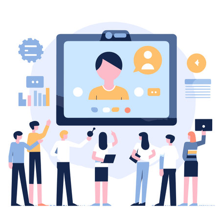 Group business team video conference meeting online and business people brainstorming concept, Vector illustrationのイラスト素材