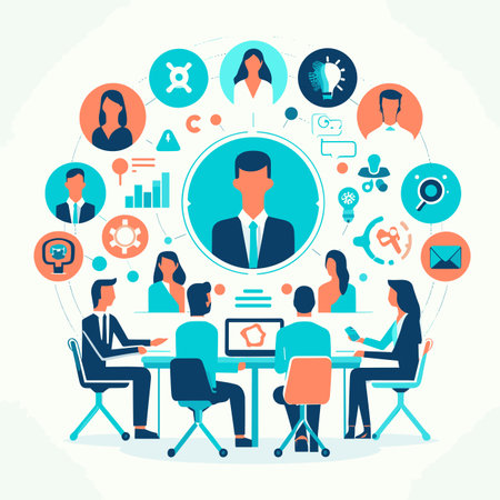 Group business team video conference meeting online and business people brainstorming concept, Vector illustrationのイラスト素材