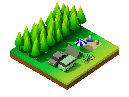 Isometric forest campingの写真素材