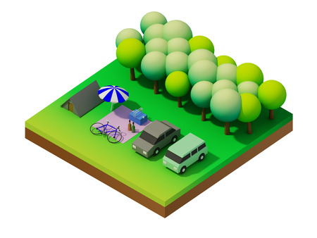 Isometric forest campingの写真素材