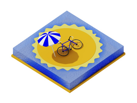 Isometric camping on the beachの写真素材