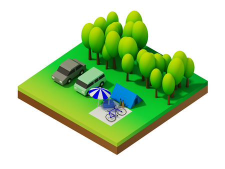 Isometric forest campingの写真素材