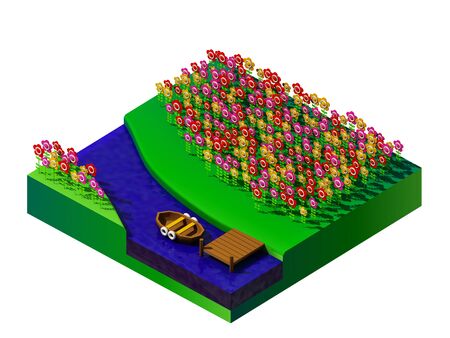 isometric nature and landscapeの写真素材