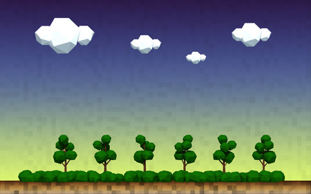 geometric tree landscape of a countrysideの写真素材