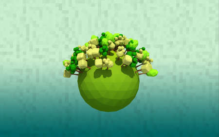 our isolated planet with trees on a backgroundの写真素材
