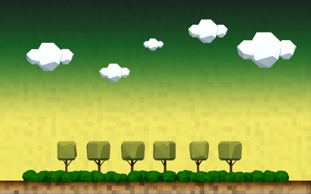 geometric tree landscape of a countrysideの写真素材