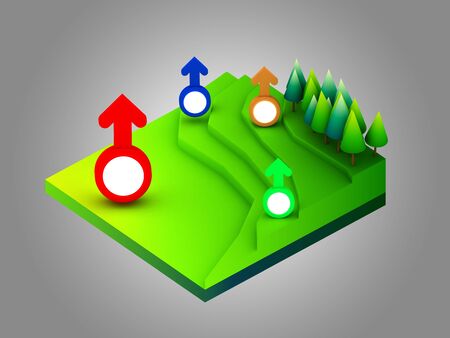 landscape concept isometric infographicshowing data analyticsの写真素材