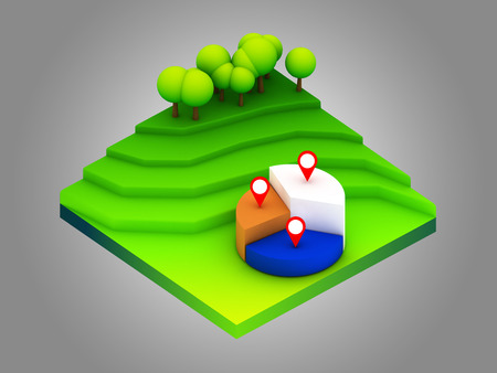 landscape concept isometric infographicshowing data analyticsの写真素材