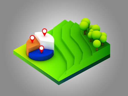 landscape concept isometric infographicshowing data analyticsの写真素材