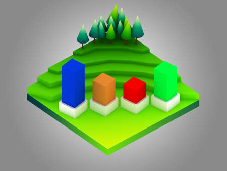 landscape concept isometric infographicshowing data analytics
