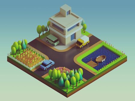 green earth concept in isometric viewの写真素材