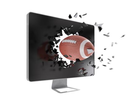 football destroy computer screen.の写真素材