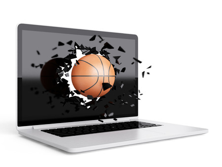 basketball destroy laptopの写真素材