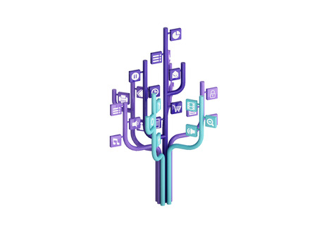 the tree consisting of the icons on the topic of social mediaの写真素材