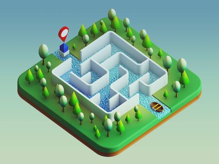 boat are about to enter the maze. The goal is to stay aheadの写真素材