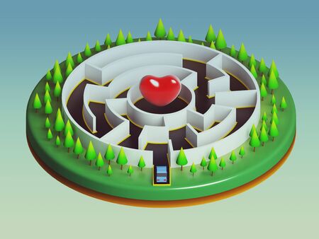 Cars are about to enter the maze. The goal is to stay aheadの写真素材