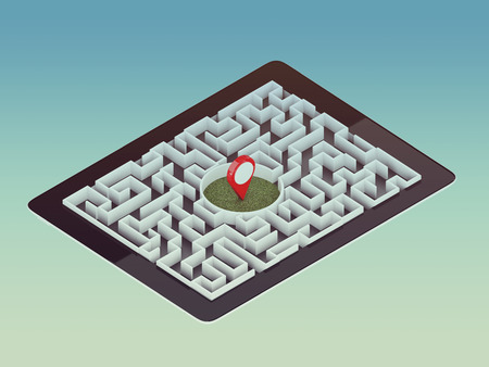 Maze Strategy Success Solution Determination Direction Concept, artの写真素材