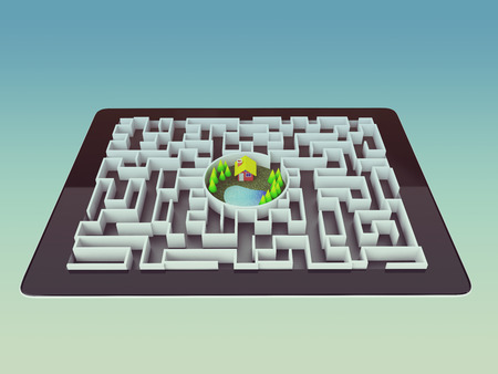 Maze Strategy Success Solution Determination Direction Concept, artの写真素材