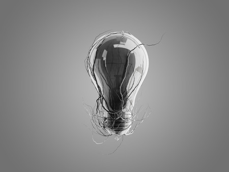 Light bulb with roots and emerged on the icon with roots, conceptの写真素材