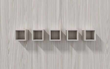 3d isolated Empty shelf for exhibit on wood background, conceptの写真素材
