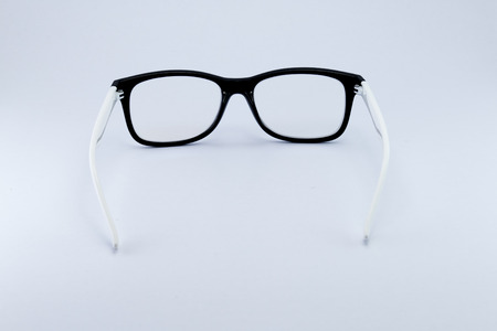 Black glasses to improve eyesight isolated on white background, object isolateの写真素材