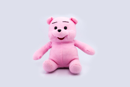 Pink teddy bear isolated on white background, Classic teddy bearの写真素材