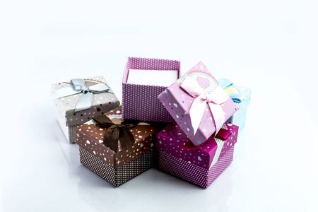 gift box isolated on white background, colorful gifts box.