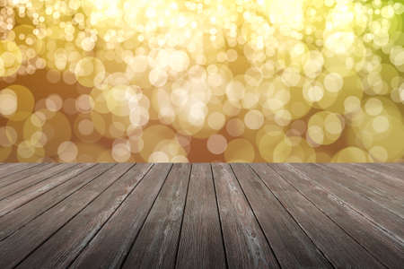 Perspective wood and bokeh light background. product display templateの写真素材