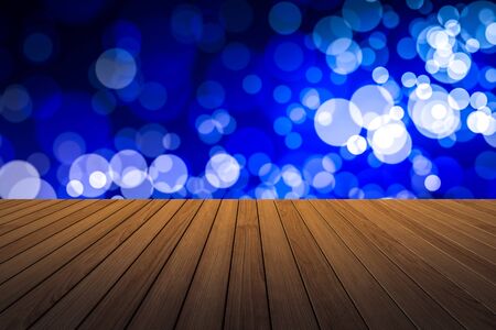 Perspective wood and bokeh light background. product display templateの写真素材
