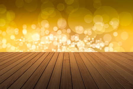 Perspective wood and bokeh light background. product display templateの写真素材