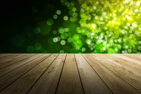 Perspective wood and bokeh light background. product display templateの写真素材