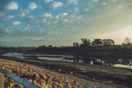 Beautiful sunset at a lake, abstract background, nature backgroundの写真素材