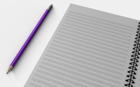 Blank note paper with pen. isolated on white, business object.の写真素材