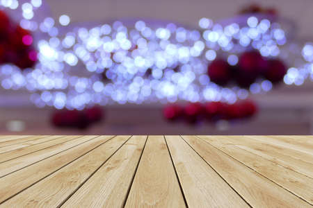 Perspective wood and bokeh light background. product display templateの写真素材