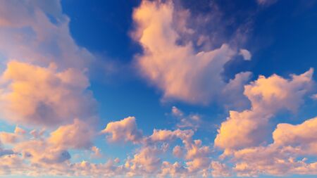 Cloudy blue sky abstract background, blue sky background with tiny clouds, 3d illustrationの写真素材