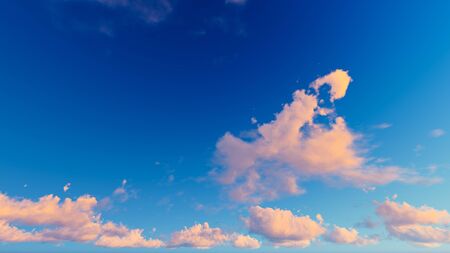Cloudy blue sky abstract background, blue sky background with tiny clouds, 3d illustrationの写真素材