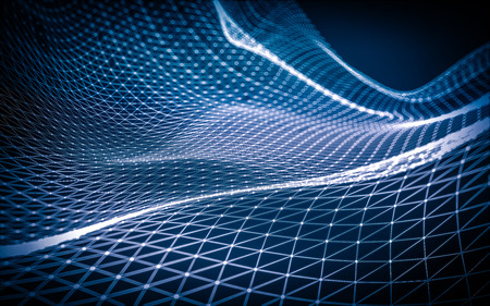 Abstract polygonal space low poly dark background with connecting dots and lines. Connection structure.の写真素材