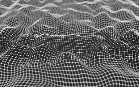 Abstract polygonal space low poly dark background with connecting dots and lines. Connection structure.の写真素材