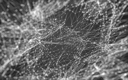 Abstract polygonal space low poly dark background with connecting dots and lines. Connection structure.の写真素材
