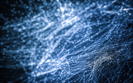 Abstract polygonal space low poly dark background with connecting dots and lines. Connection structure.の写真素材