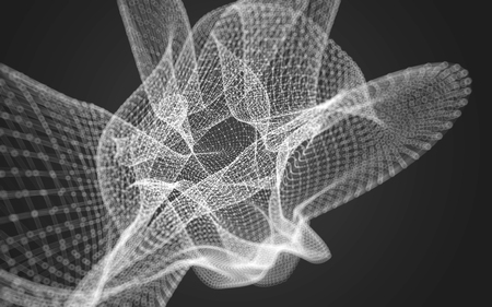 Abstract polygonal space low poly dark background with connecting dots and lines. Connection structure.の写真素材