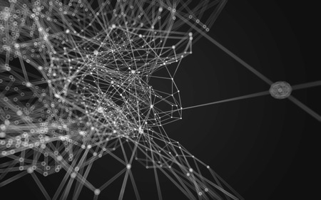 Abstract polygonal space low poly dark background with connecting dots and lines. Connection structure.の写真素材