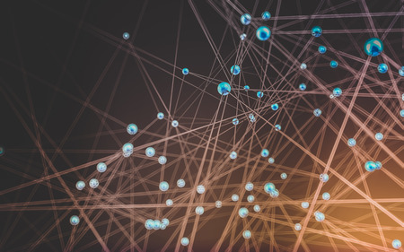 Abstract polygonal space low poly dark background with connecting dots and lines. Connection...