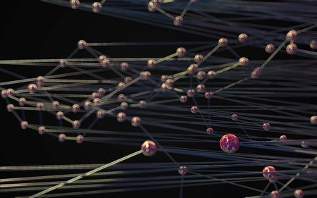 Abstract polygonal space low poly dark background with connecting dots and lines. Connection...