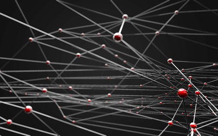 Abstract polygonal space low poly dark background with connecting dots and lines. Connection structure.の写真素材
