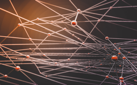 Abstract polygonal space low poly dark background with connecting dots and lines. Connection structure.の写真素材