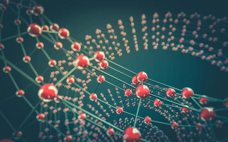 Abstract polygonal space low poly dark background with connecting dots and lines. Connection structure.の写真素材