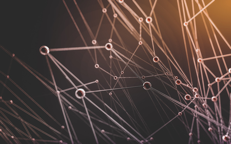 Abstract polygonal space low poly dark background with connecting dots and lines. Connection structure.の写真素材