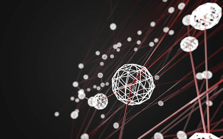 Abstract polygonal space low poly dark background with connecting dots and lines. Connection...