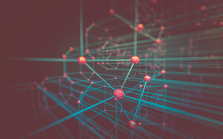 Abstract polygonal space low poly dark background with connecting dots and lines. Connection...